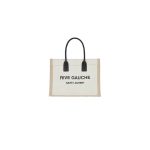 YSL Rive Gauche Small Ysl-Tote Bag In Linen And Leather