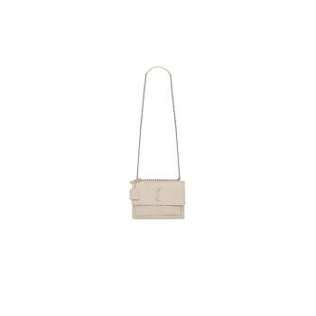 YSL Sunset Medium Chain Bag In Crocodile-Embossed Shiny Leather