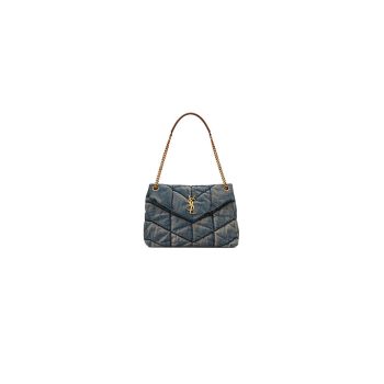 YSL Puffer Medium In Suede And Denim