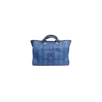 Chanel Woven Straw Raffia Striped Medium Deauville Tote