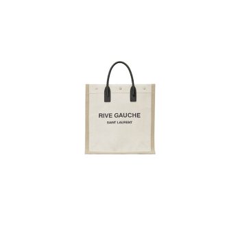 YSL Rive Gauche N/S Shopping Bag In Linen And Cotton