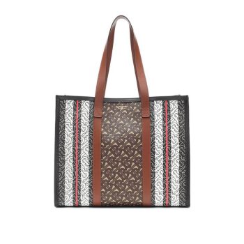 Burberry Monogram Stripe E-Canvas Tote
