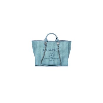 Chanel Woven Straw Raffia Striped Medium Deauville Tote