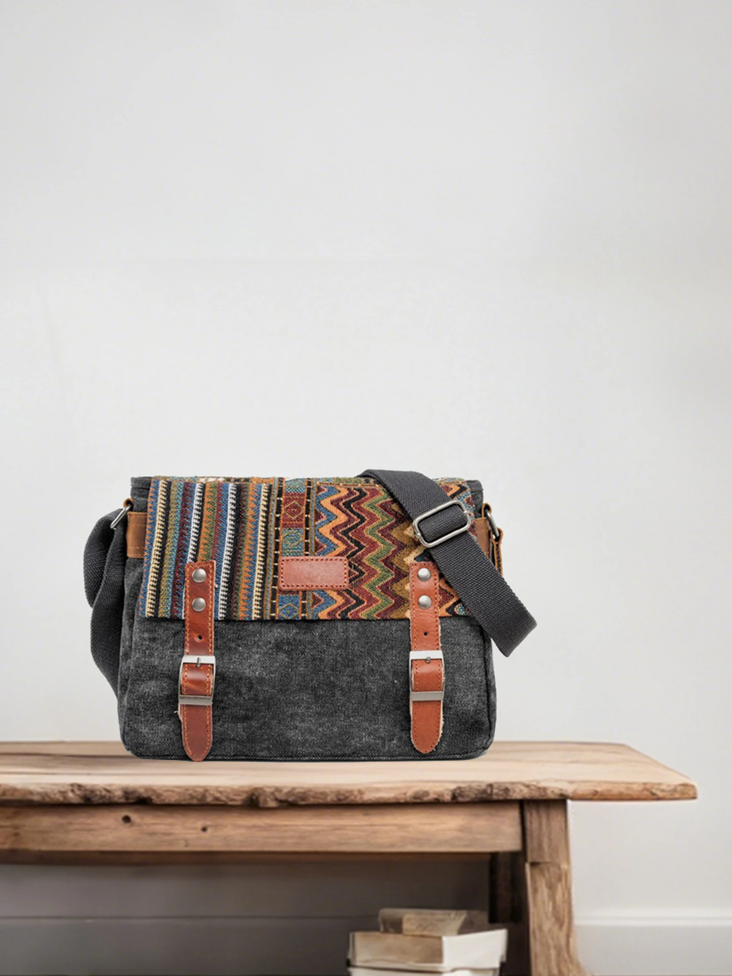 kf-Sb6d730e0eb794498b893097749b18319P Original Ethnic Style Retro Canvas Crossbody Bag Color Block Casual Canvas Bag Trendy Bag Camera Bag Men's Bag Street Style - Image 1